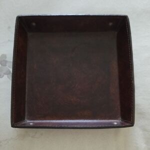 Crate&Barrell Brown Leather Tray